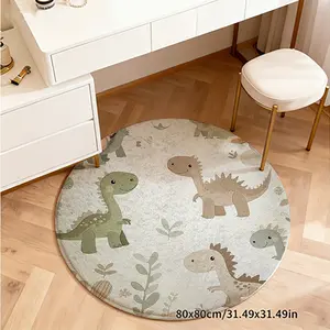 Cute Dinosaur Play Mat, Round Cartoon Print Non-Slip Decorative Rug, Soft Skin-Friendly Easy Clean, Ideal for Kids Room, Study, Game Zone, Bedroom