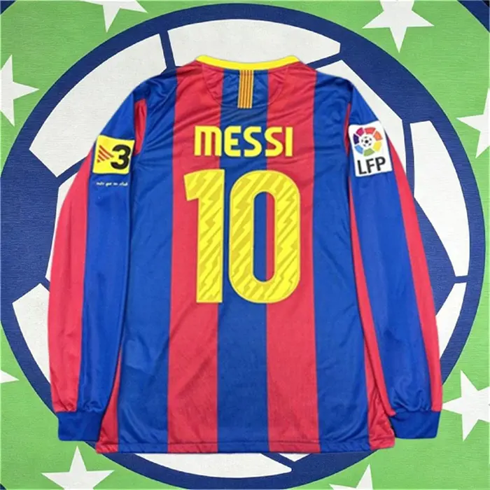 2010 2011 Home retro No.10 Messi Stripe long sleeve Soccer jersey