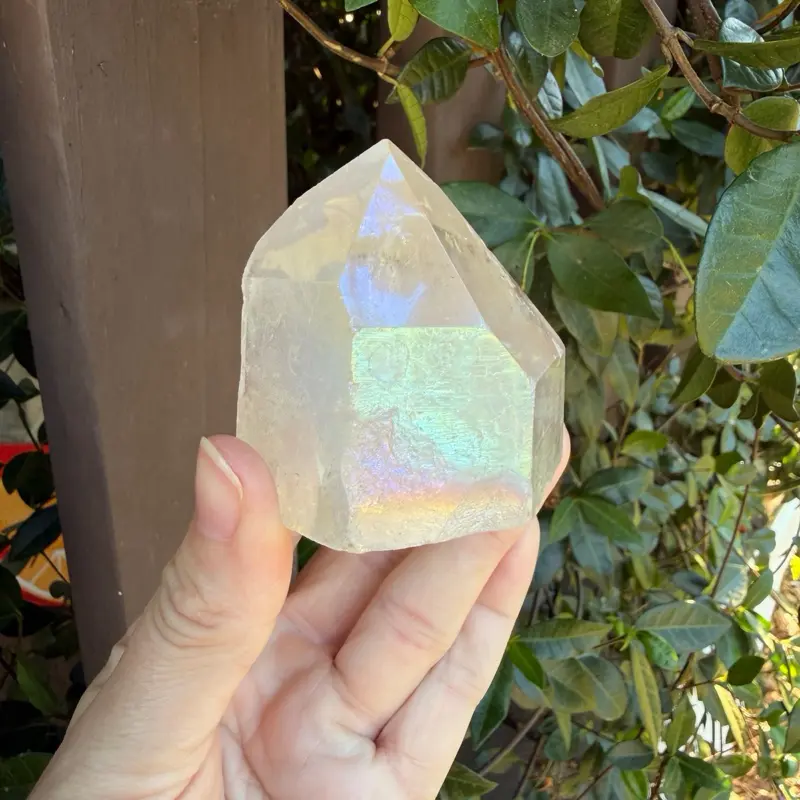 Angel Aura Tower, Chunky 2” Base, Iridescent Crystal Tower