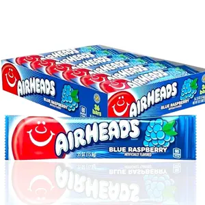 Airheads Blue Raspberry Flavor Individually Wrapped Full Size Bars Taffy Non Melting Party Pack of 36 Bars 0.03 Kilogram Chewable Gummies Kosher Gluten Free