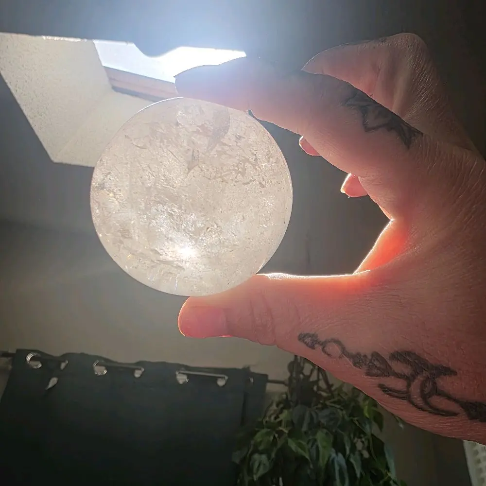 Clear Quartz Scrying Sphere Natural Veil Inclusions an Oracle & Divination Tool