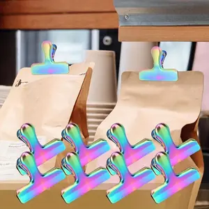 Stainless Steel Clips Snack Moisture-proof Clips Bag Clips Kitchen Food Storage Seals Moisturizing Snack Clips Multipurpose Clips Coffee Bread Cereal Bag Clips Folders Office Supplies Kitchen Storage Accessories Metal Utensils Clamp Hanging