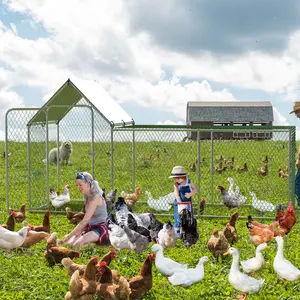 Garvee Upgraded Spacious Walk-In Metal Chicken Coop – Secure Hen House with Waterproof & UV-Resistant Cover – Heavy Duty Outdoor Poultry Cage for Chickens, Ducks, Rabbits, and Other Birds – Lockable Door – Durable Steel Frame