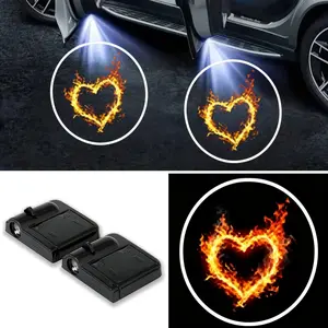 2/4 Pack Personalized Heart Logo Car Door Welcome Lights, Wireless Smart Induction Projector Lamp, HD Fade Resistant Ambient Light, Universal for Sedan, SUV, MPV, Pickup Truck