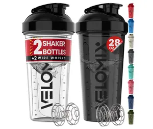 -2 Pack- 28 oz Protein Shaker Bottles for Protein Mixes - 2x Wire Whisk | Leak Proof Shaker Cups for Protein Shakes | Protein Shaker Bottle Pack