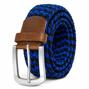East/18 Men's Perfect Fit Woven Stretch Golf Belt, Blue Voltage
