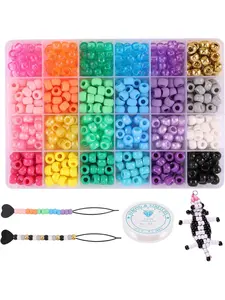 720pcs 24 Colors Pony Beads for Jewelry Making, Braided Hair Beads, Bracelet Kit, DIY Bracelets, Keychains, Fashion Gifts
