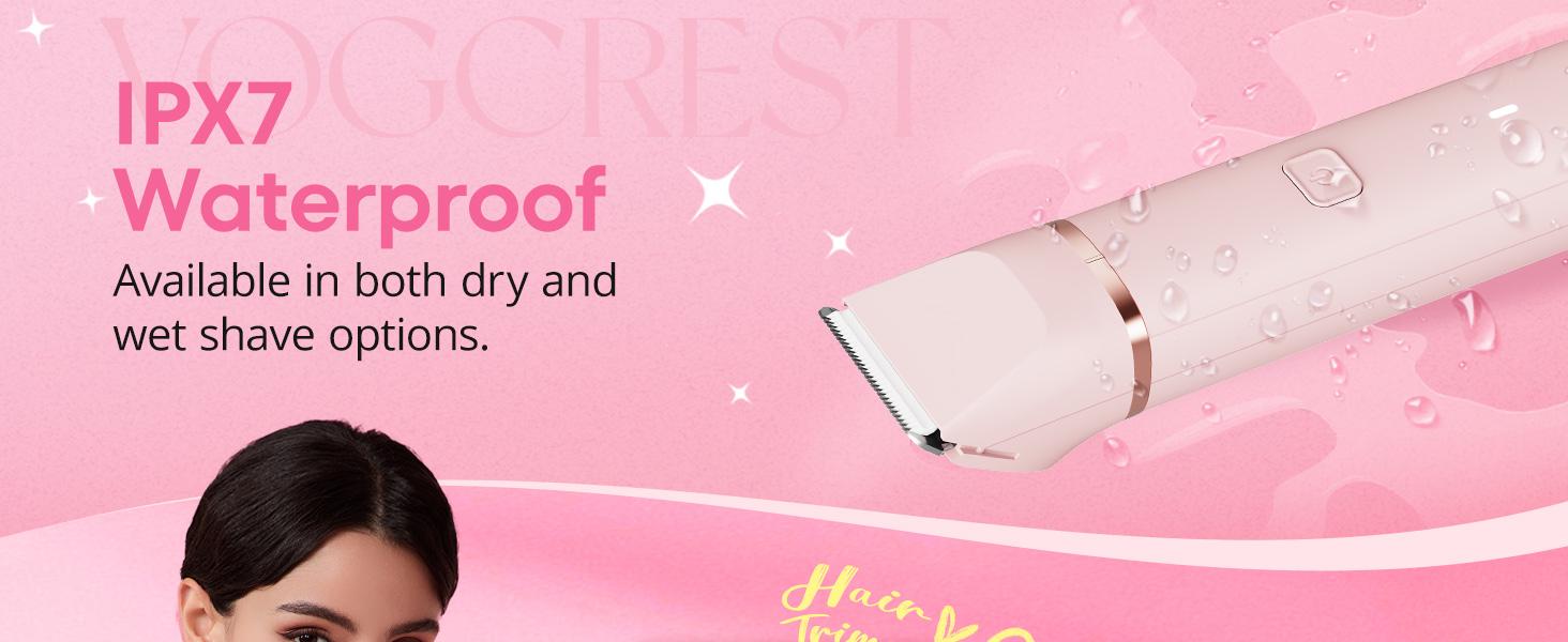 VG VOGCREST Electric Bikini Trimmer & Facial Hair Shaver - IPX7 Waterproof Hair Remover for Women - Comfort