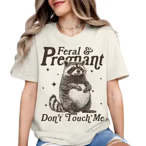 Funny Pregnant Raccoon T-Shirt, Feral Mama Humor Tee, Mom To Be Shirt, Baby Bump Gift, Pregnancy Announcement Top