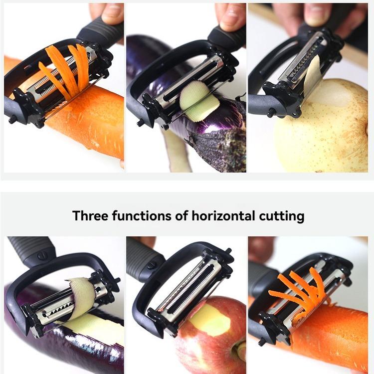 Multifunctional Swivel Peeler & Shredder — 3-in-1 Tool with Silicone Handle for Shredding, Peeling, and Slicing (Suitable for Potatoes, Vegetables, and More)