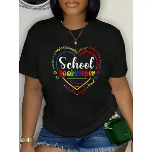 100% Cotton School Bookkeeper Cute Funny Back To School T-Shirt Men's Women's Soft Comfort Breathable Tee Classic Big &amp;   Tall Shirt Summer, Cotton, Casual, Short Sleeve, Graphic Tee, Soft, Breathable, Loose Fit, Streetwear, Daily Wear, T-Shirtt