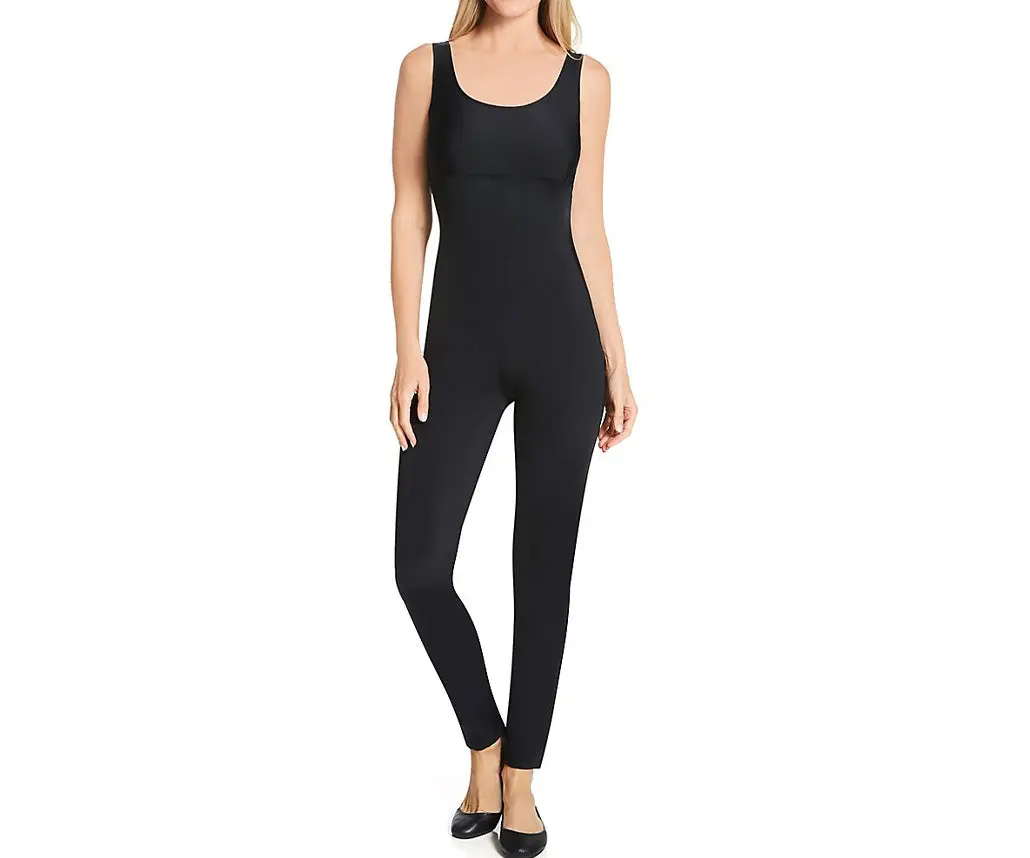 INSTANT FIGURE Pant Bodysuit Shapewear WB40231 – Full Body Compression Yoga Bodysuit for Women, Seamless Slimming Suit with Legs, Scoop Neck & Wide Straps, 4-Way Stretch Nylon Spandex, Tummy-to-Ankle Sculpting, Made in USA