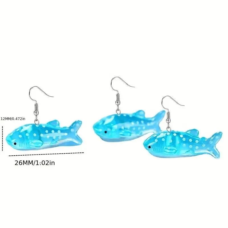 Whale Shaped Resin Drop Earrings, Cute Y2K Ocean Themed Jewelry, Alloy Ear Needle, Non-Feather, Mardi Gras Day Accessory No Plating - Charms