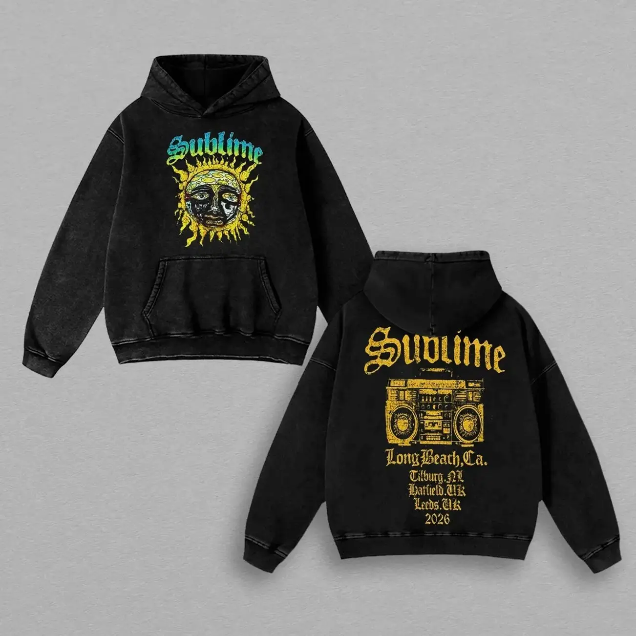 Sublimees x Slightlys Stoopid Tour 2026 Hoodie / Tee Washed – Vintage Heavy Cotton Oversize Unisex Reggae Rock Ska Punk Graphic T-Shirt, Sublime Hoodie & Sweatshirt Retro Surf Streetwear Concert Tour Fan Me 57D