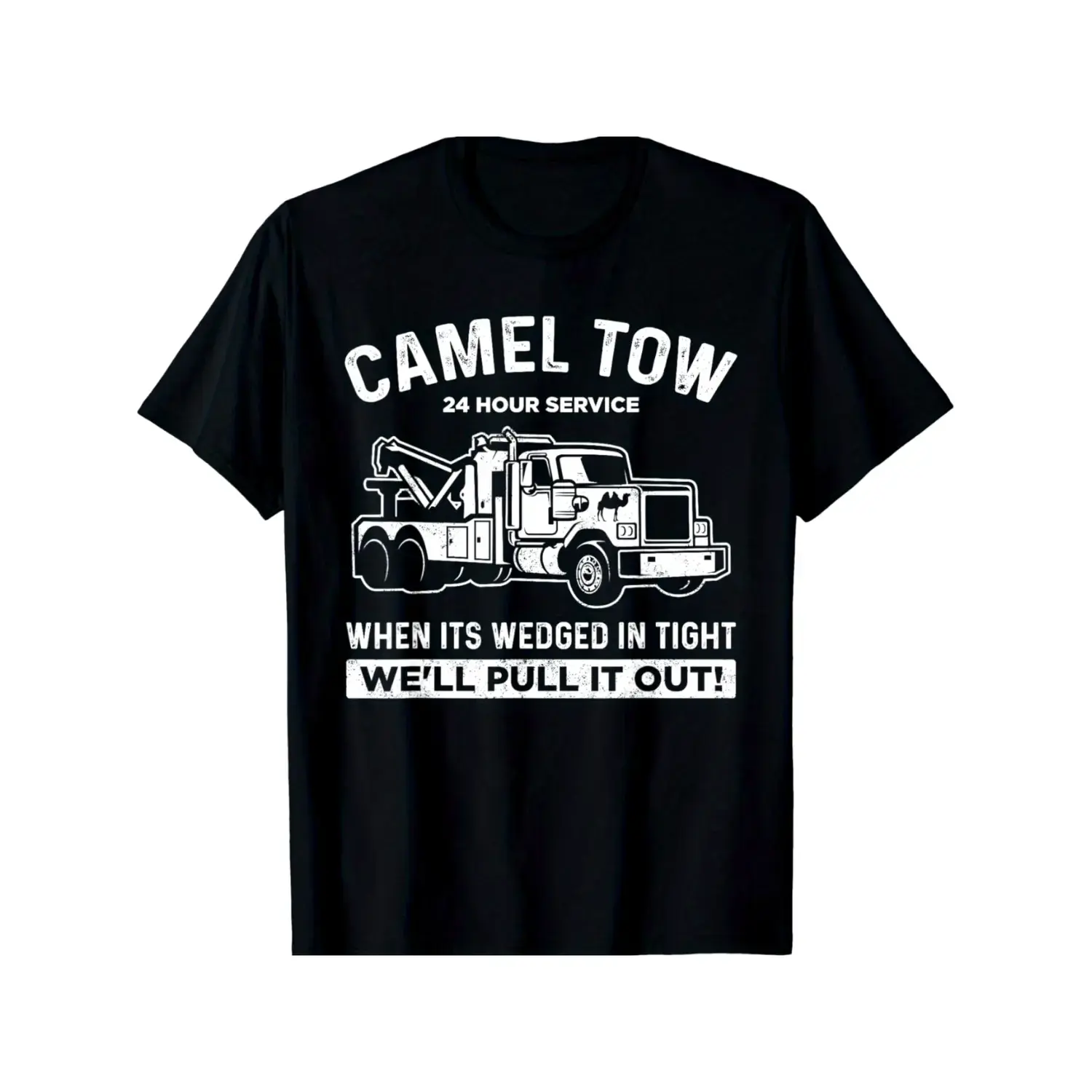 Men's Camel Towing Print Short-Sleeve Casual T-Shirt - Stretch Round Neck Top, Summer Black Menswear Tee, Tshirt, Shortsleeve, Cotton Fabric, Streetwear, Cold Wash, Digital Transfer, Unisex Cut