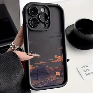 Mountain And Train Pattern Case for iPhone 16 15 14 Pro Max 13 12 11 XR XS Plus Shockproof Non Slip Military-Grade Protection Silicone Cover
