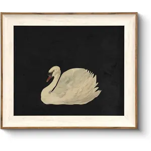 Living room wall art, swan art canvas print, vintage home decor, animal painting, bathroom wall decor, perfect gift for friends or family