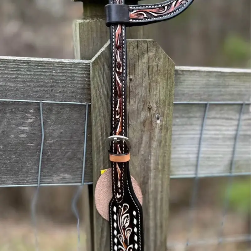 Two Tone Leather Western Single Ear Headstall Horse Size