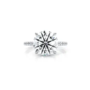 Hidden Halo U Pave Set IGI Certified Round Diamond Engagement Ring for Women - 14k White Gold, 4.49 Ctw.