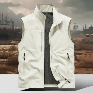 Spring Summer Vest Double Sided Wear Men's Zipper Casual Vest, Outdoor Sports Sleeveless Jacket, Breathable Fishing Vest, Suitable For All Seasons, Men's Casual Loose Fashion Stand Collar Sleeveless Coat