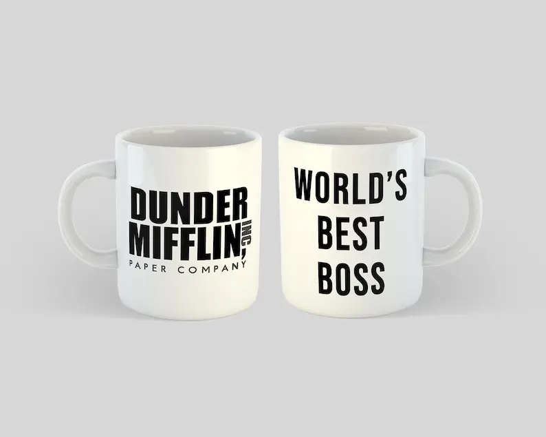 Worlds Best Boss  Dunder Mifflin Mug  The Office Mug 2 Sided  Michael Scott Mug  Funny Birthday Gift