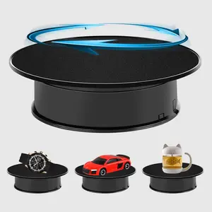 8"-Quiet Motorized Rotating Display Stand for Video Photography Display, 360 Degree Black Velvet Rotating Turntable for Jewelry 3D Models (Battery Operated, 10LB LOAD)