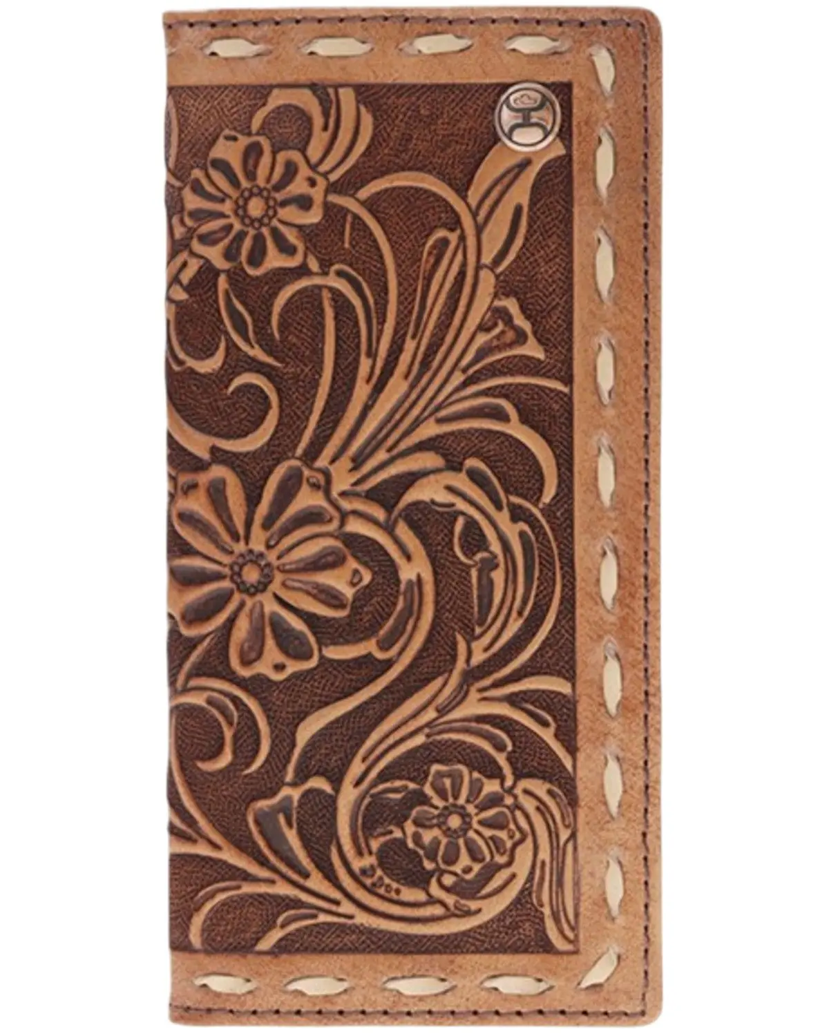 Hooey Men's Men'S Tuff Tooled Leather Floral Rodeo Wallet - Hw039-Tnbr