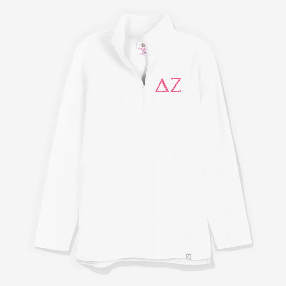Men's Delta Zeta Personalized Tunic Pullover Sweatshirt, White, Stretchy Spandex Fabric