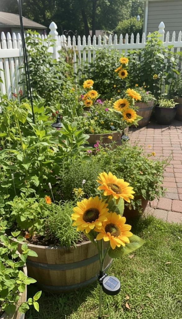 Solar Powered LED Sunflower Garden Lights - Set of 2/4/6 Pieces, Realistic Nighttime Glow for Yard, Lawn, Patio, and Porch Decoration, Waterproof IP65, Energy-Efficient Outdoor Lighting, Garden Lighting | Decorative Solar Lights | Durable Plastic Flowers