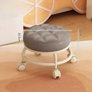360° Rotating Low Roller Seat Stool - Round Kids Stool, Sturdy Lightweight Design, Ideal for Salons, Heavy-Duty Pulley Feature
