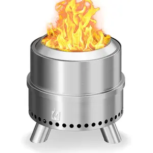 Fire Pit with  Bag, 15 Inch Stainless Steel Fire Pits for Outside  ,  Firepit Outdoor Bonfire, Removable Ash Pan, Portable for Camping, Backyard