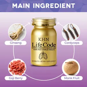 KHN LifeCode Ginseng and Cordyceps 3000mg, rich in antioxidant formula, makes skin bright, hair and nails healthy, delays aging, nourishes and softens skin, health supplement,