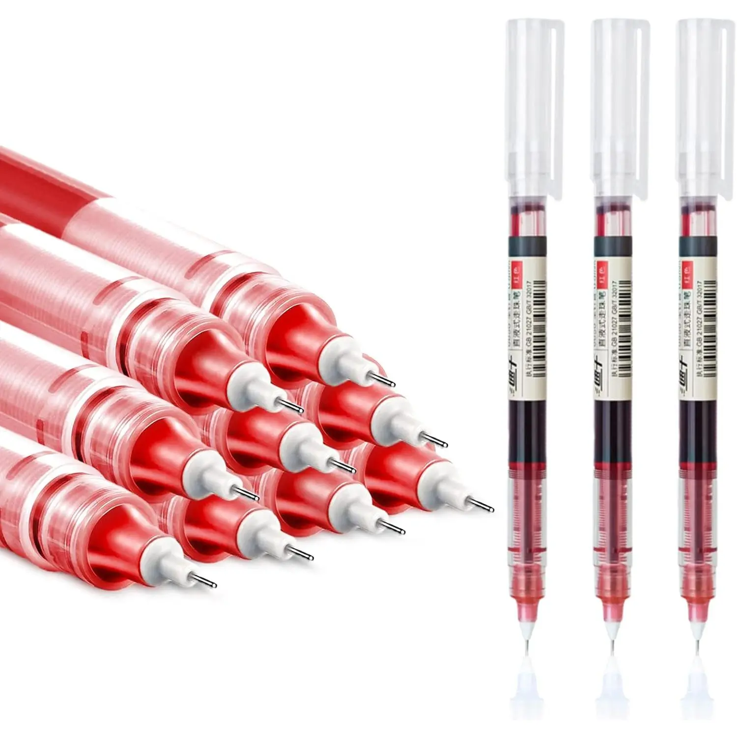 12 count Rolling Ball Pens, Quick Dry Ink 0.5 mm Extra Fine Point Pens Liquid Ink Pen Rollerball Pens Red