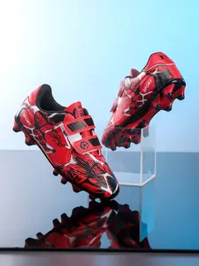 Sporty Football Shoes, Football Field Boots, Safe Comfortable Fashion Magic Tape Long Studs, Medium Width, Rubber Sole, All Seasons