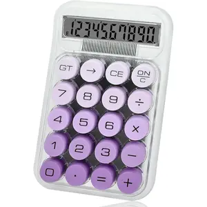 Cute Calculator, Mechanical  Calculator, Calculators Desktop 10 Digits,Desk Calculator with Big Buttons and LCD Display, Power,Basic Small Calculator for School Home Office(Purple) Hard Plastic