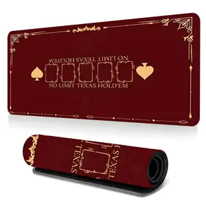 Burgundy Golden Poker Gaming Mouse Pad Extra Large Luxury No Limit Texas Hold'em Mouse Pads for Desk XXL Mouse Pad for Laptop Extended Mouse Pad 35x16Inch Non-Slip Rubber Base Stitched Edge Surface Perfect Gift for Home Games Card Players PokerNight Use