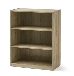 Adjustable Shelves 3-Shelf Bookcase in Rustic Oak