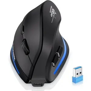,   with LED Light, Tri-Mode BT5.0+BT5.0+2.4GHz, Vertical  Adjustable DPI 2400/1600/1000, Rechargeable Mice for PC, Laptop, , Window