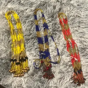 Long 3 Lung Pote Mala with Pendant Style - Yellow Blue and Red Color Options Available