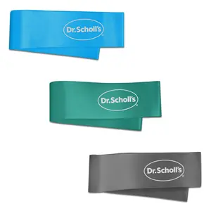 Dr. Scholl's 3 Piece Stretch & Recovery Bands - Light, Medium & Heavy Resistance - Balance, Stability, Joint Rehabilitation, Muscle Pain, Injuries, Arthritis