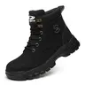 Men's Lace-Up Leather High-Top Steel Toe Closed Toe Work Safety Shoes - All Seasons, Anti-Impact, Antipuncture, Wear-Resistant, Breathable Mesh Fabric Footwear for Construction Workers, Casual Use, EVA Cushioning
