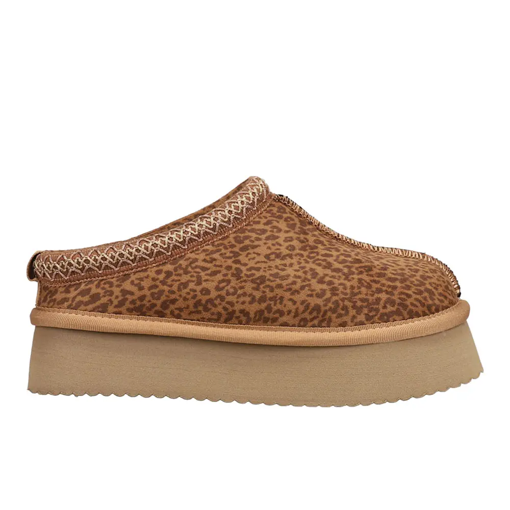 Corkys Womens Pillow Talk Leopard Platform Scuff Casual Slippers Casual - Brown