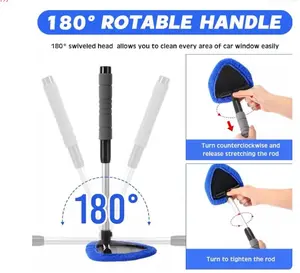 Glass car defogging brush, windshield cleaning brush, retractable window brush, microfiber window scraper, car wash products -HH9-11