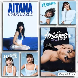 A-Aitana O-Ocana singer Painting Calligraphy Premium Textured Canvas Wall Art Poster – High-Quality Fabric Print with Rich Color & Matte Finish, Modern Aesthetic Decor for Living Room, Bedroom, Office & Creative Interior