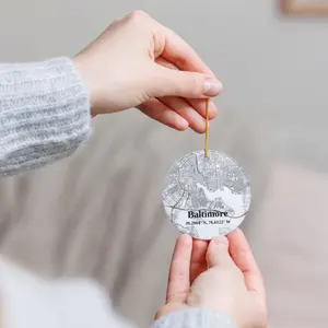 Baltimore Ornament Ceramic Christmas Tree Decoration with City Map Design Holiday Gift Keepsake for Maryland Fans