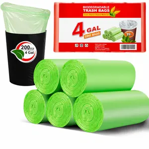 Small Trash Bags 4-6 Gallon, 200 Count Biodegradable Trash Bags 4 Gallon, Extra Strong Small Garbage Bags Unscented, Size Expanded, Green, for Bathroom Bedroom Office Kitchen Trash Can
