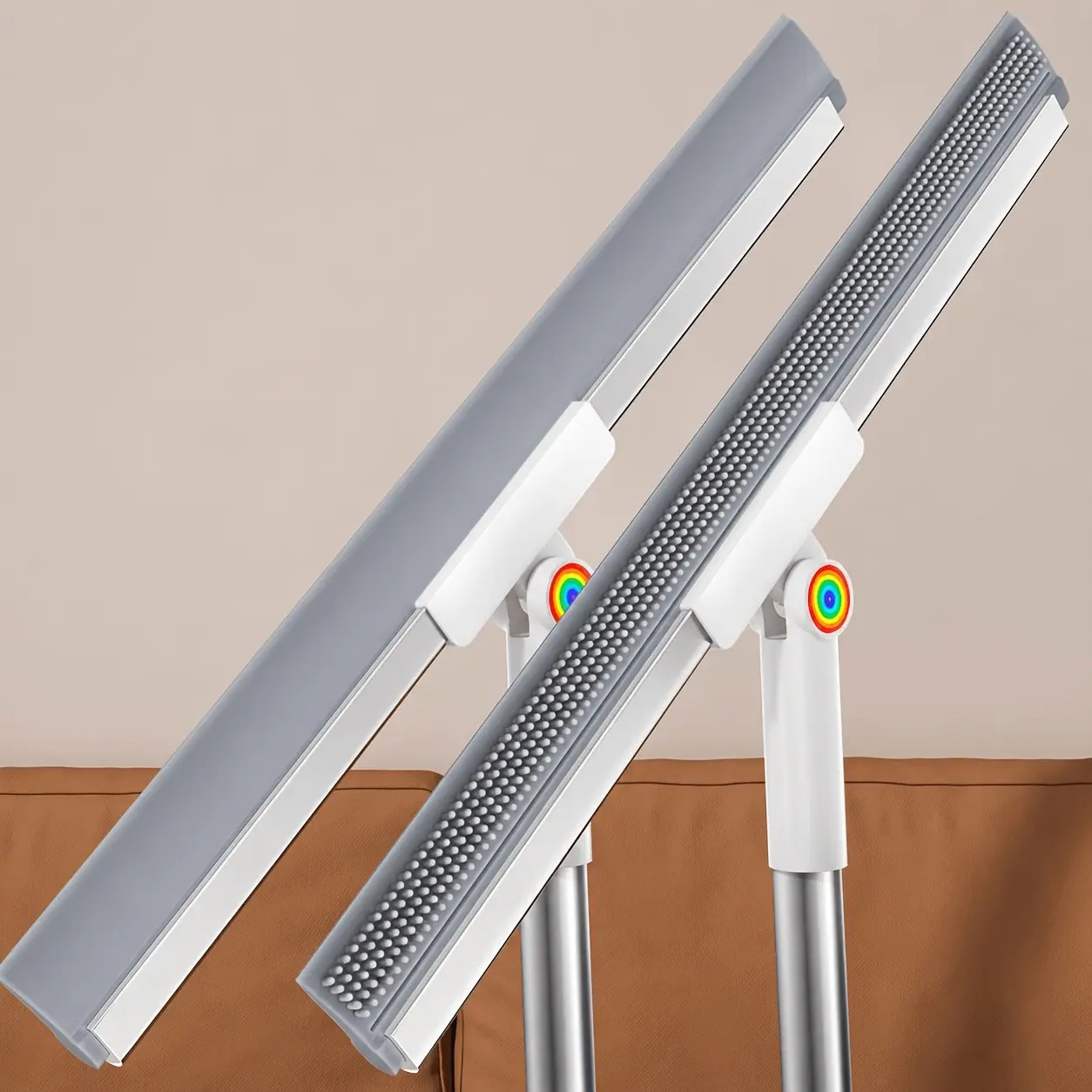 Squeegee Broom for Floor, with 51''-59'' Telescopic Pole, Floor Squeegees for Water Removal, Long Handle Squeegee for Garage Floor, Concrete, Tile, Carpet & Windows with Microfiber Pad