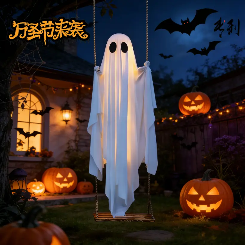 Large Hanging Swing Ghost Halloween Decor Halloween Decorations Outdoor lights