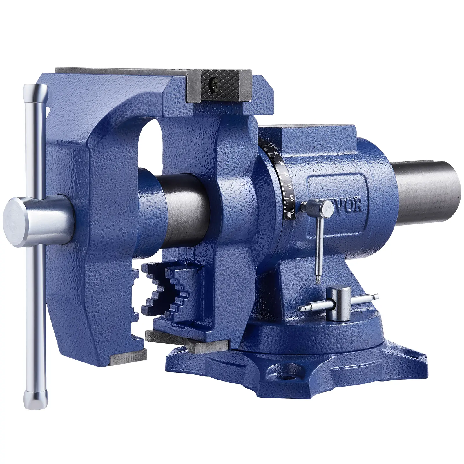 【summerfinds】VEVOR Heavy-Duty Ductile Cast Iron Bench Vise with Anvil, 6.5" Jaw Width, 5" Max Opening, 3" Throat, 360° Swivel Base Head, Magnetic Jaw Pads, 5520 lbs Clamp Force, for Industrial Pipe Repair, Metalworking