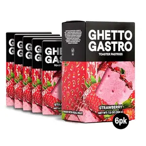 Ghetto Gastro Strawberry Toaster Pastries (6-Pack, 24-Bars) - Plant-Based, Vegan & Non-GMO Ingredients, Kosher Certified - Perfect for Breakfast or Snack